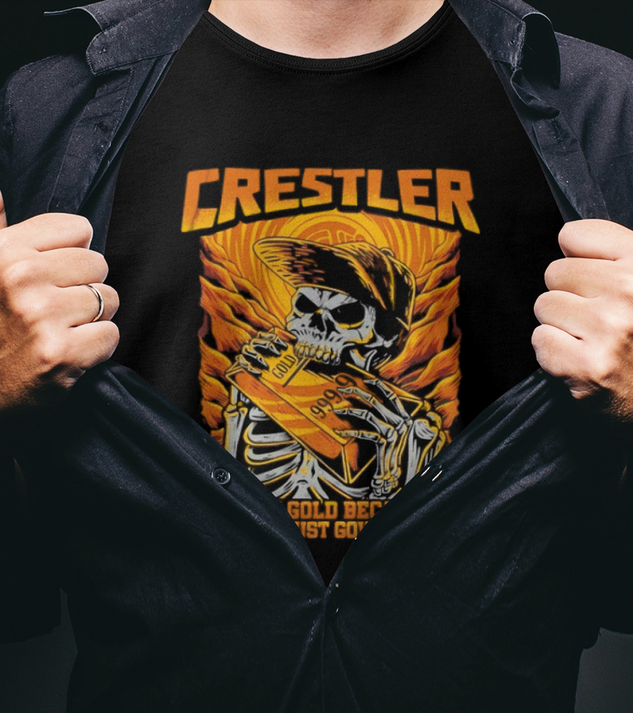 Crestler Skeleton Embracing Gold For Distrust In Governments T-Shirt