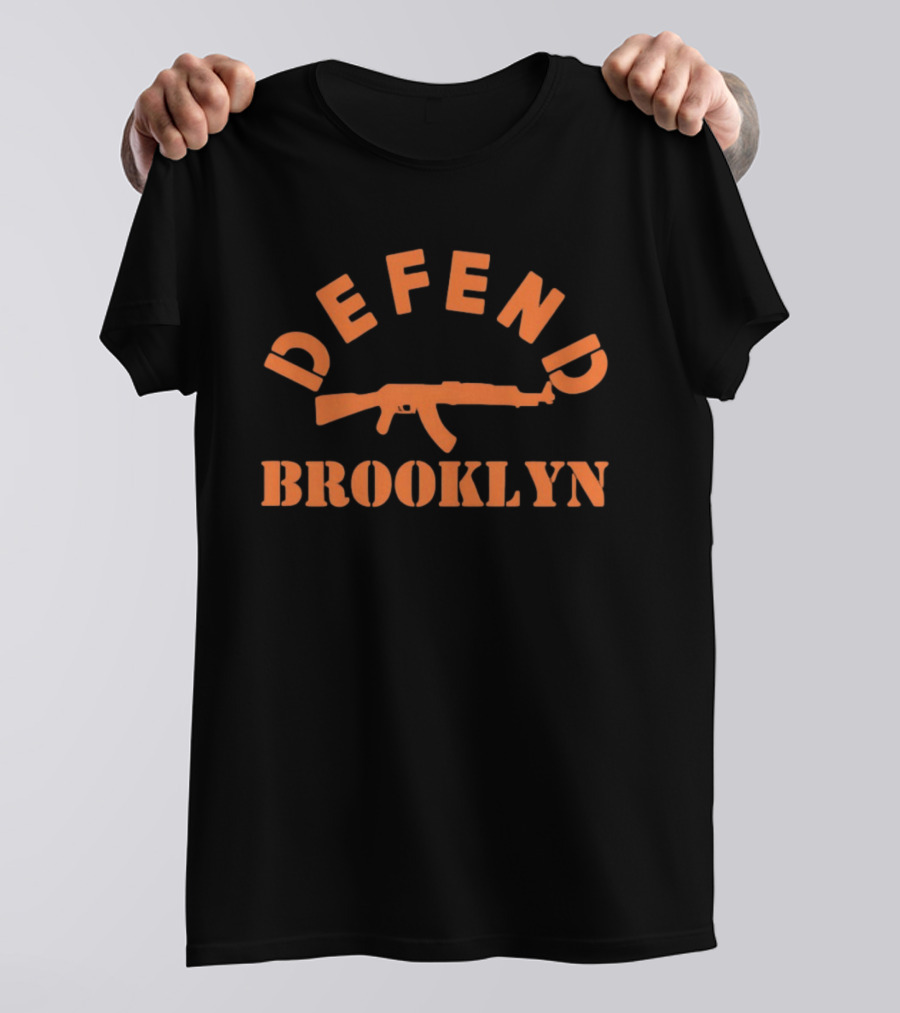 DEFEND Brooklyn AK 47 Rifle Shape Bold Orange T-Shirt