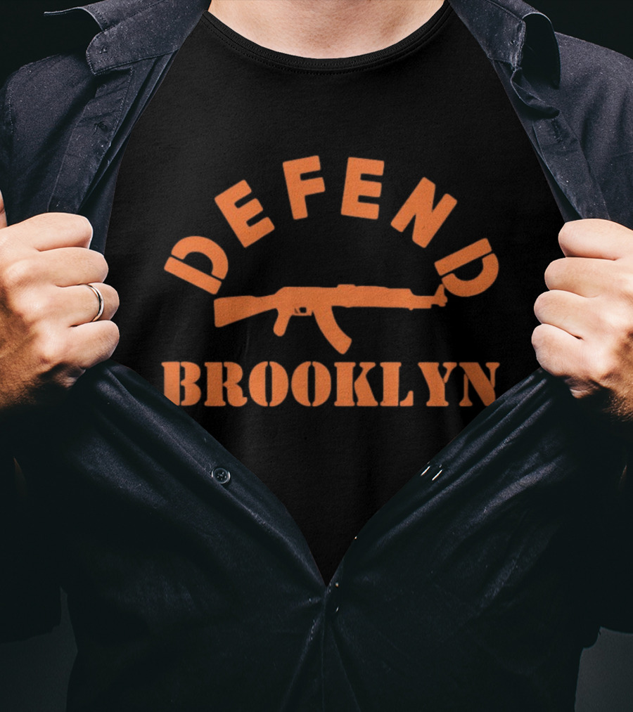 DEFEND Brooklyn AK 47 Rifle Shape Bold Orange T-Shirt
