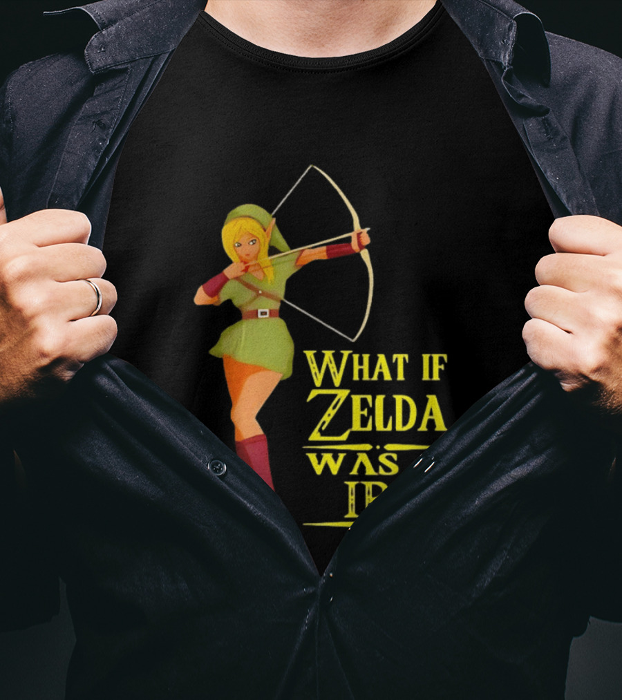 What If Zelda Was A Girl Female Elf Holding A Bow T-Shirt