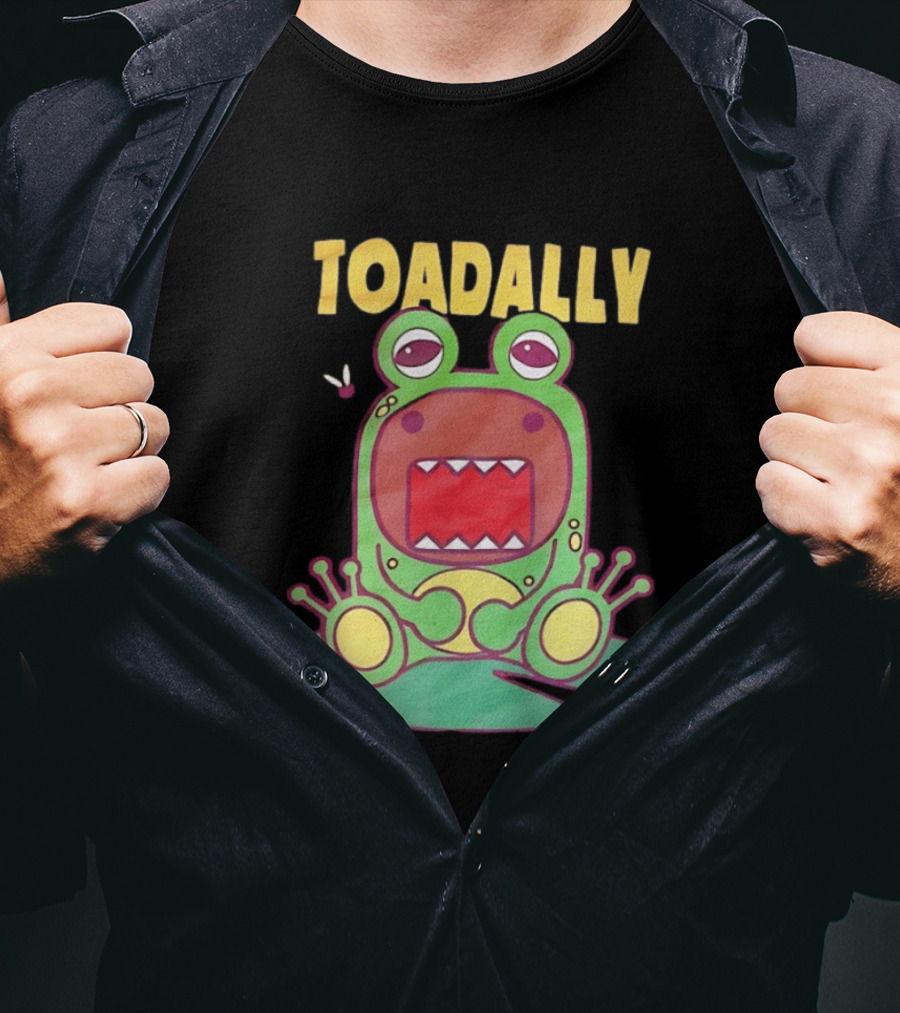 Toadally Domo Cartoon Frog With Red Mouth And Butterfly T-Shirt