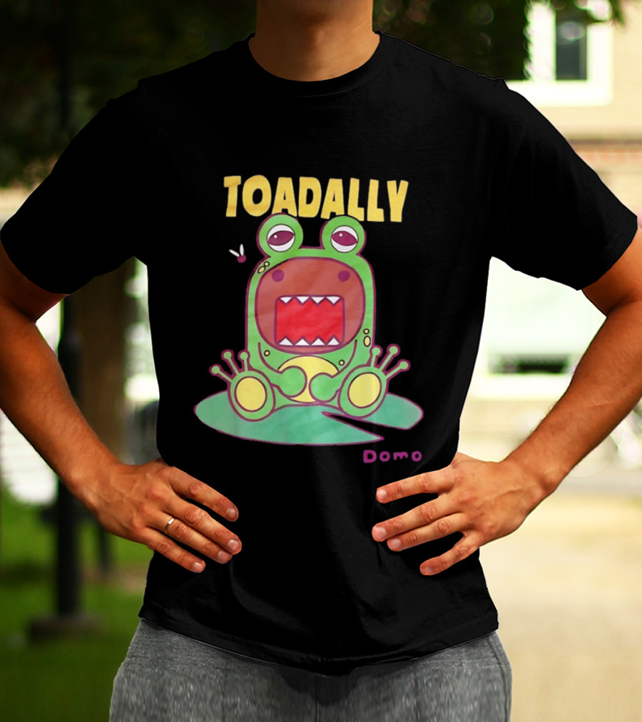 Toadally Domo Cartoon Frog With Red Mouth And Butterfly T-Shirt