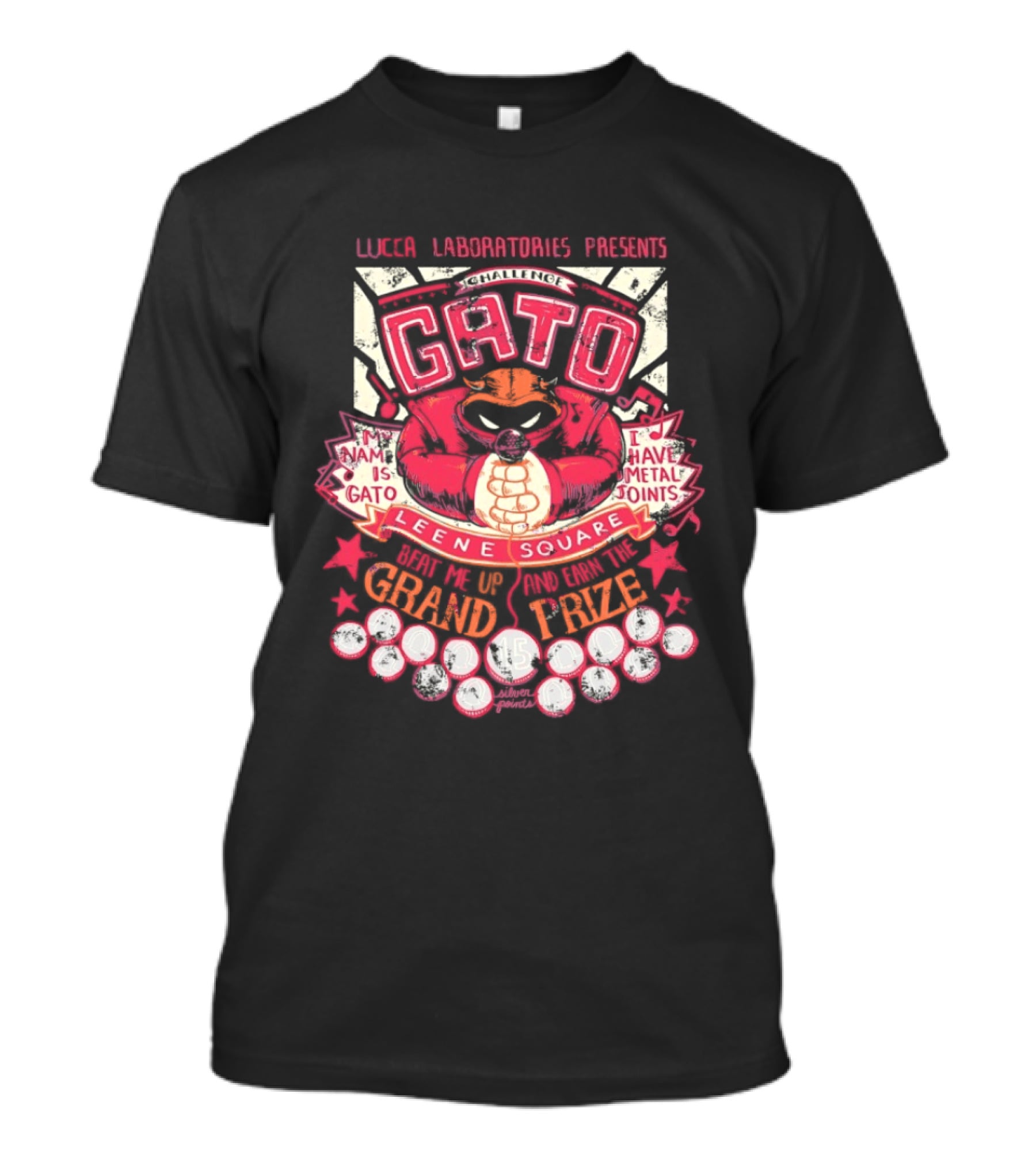 Lucca Laboratories Presents Gato Leene Square My Name Is Gato I Have Metal Joints Grand Prize T-Shirt