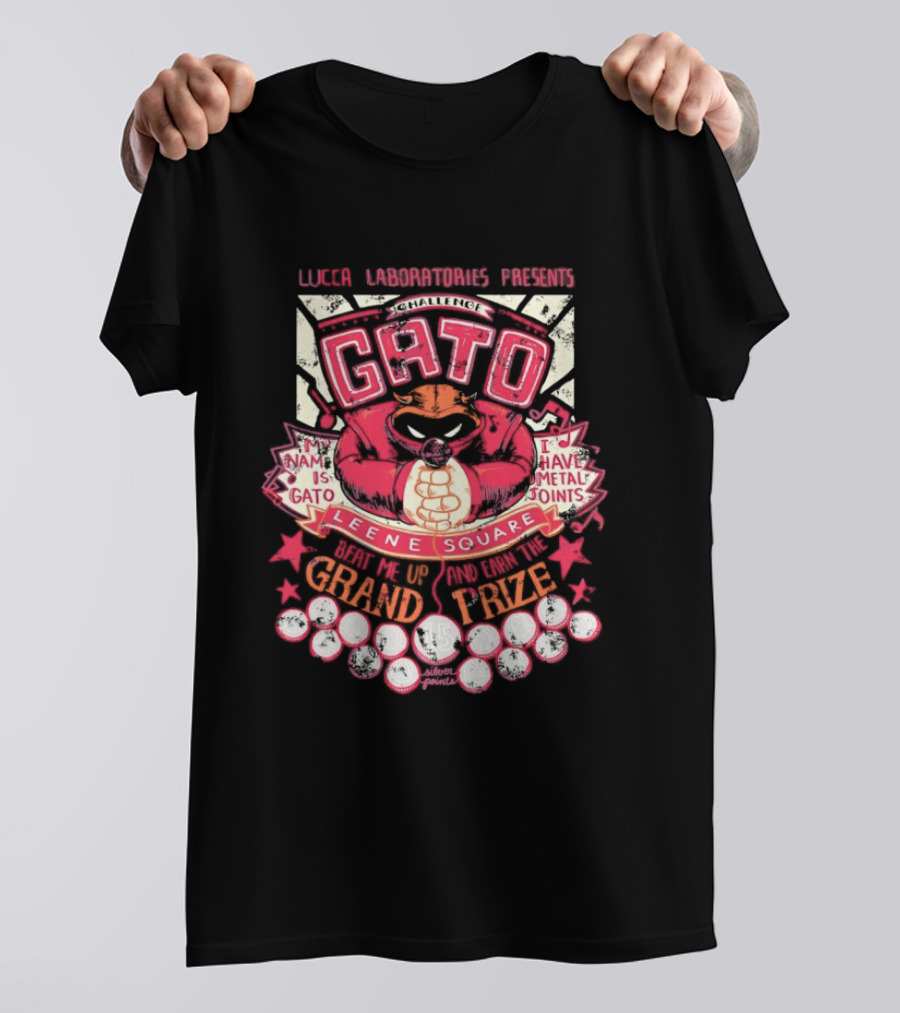 Lucca Laboratories Presents Gato Leene Square My Name Is Gato I Have Metal Joints Grand Prize T-Shirt