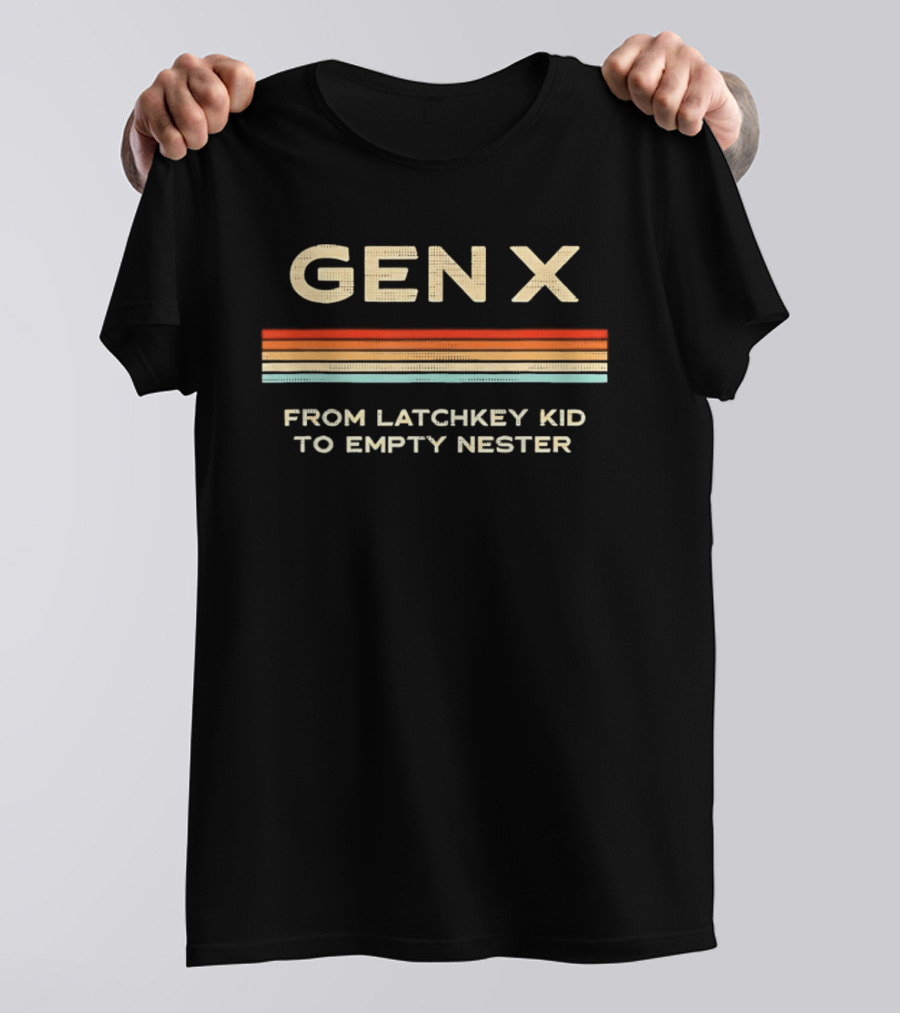 Gen X Nostalgia From Latchkey Kid To Empty Nester Retro Stripes T-Shirt