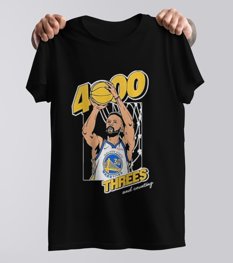 Golden State Warriors Steph Curry 4000 Threes And Counting T-Shirt