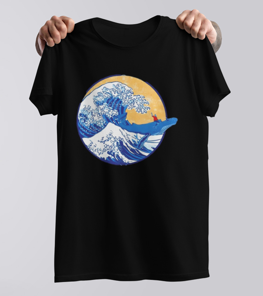 The Great Wave Meets The Great Beast With Whale Rider And Surfing Waves T-Shirt