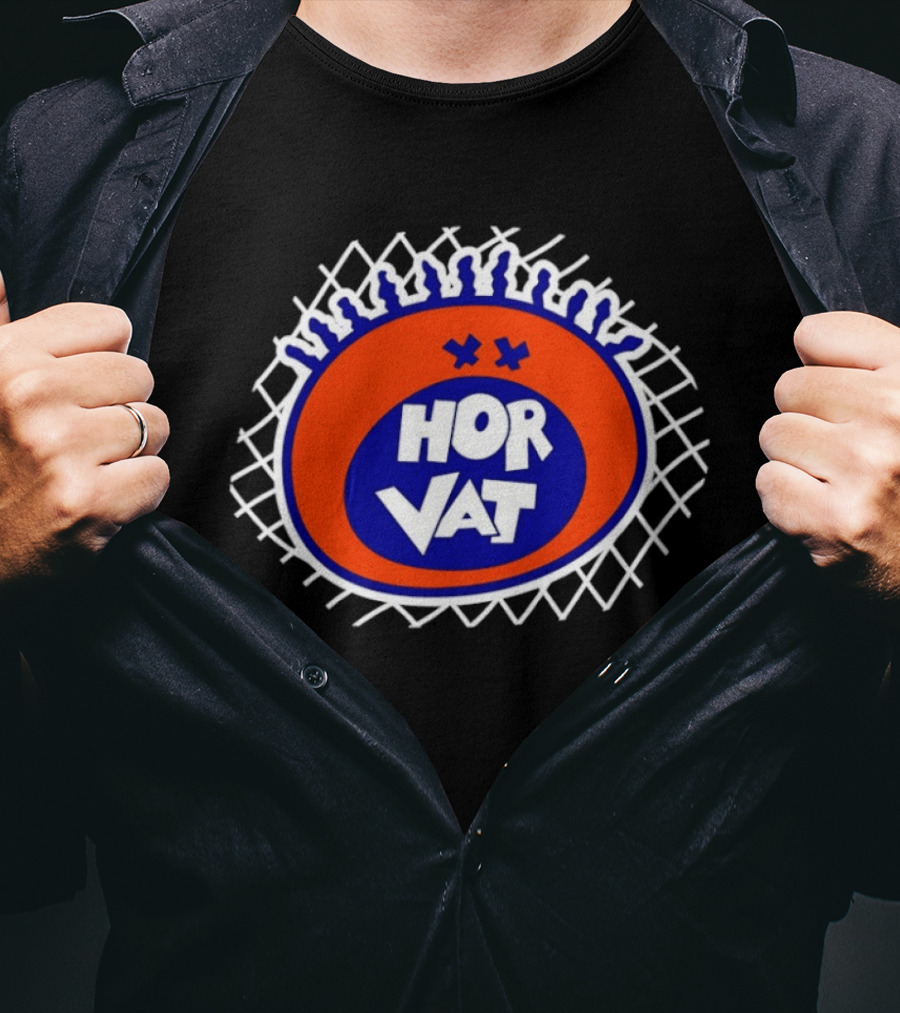 Hor Vat Orange Blue Circular Grid T-Shirt