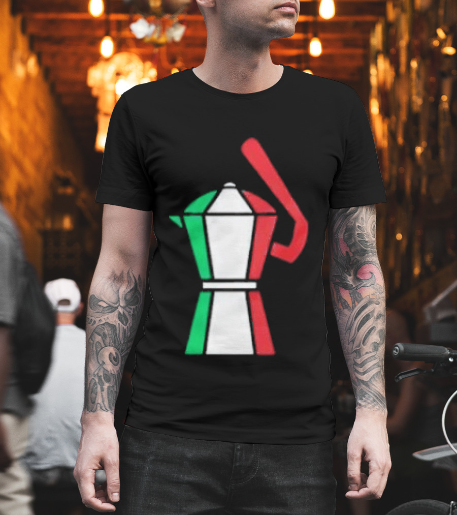 Italian Flag Moka Coffee Pot Icon Italy T-Shirt