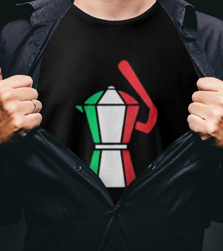 Italian Flag Moka Coffee Pot Icon Italy T-Shirt