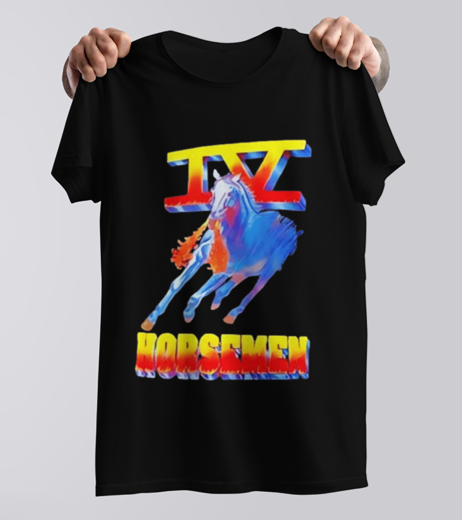 IV Horsemen Fire Breathing Blue Horse Flame Burst T-Shirt