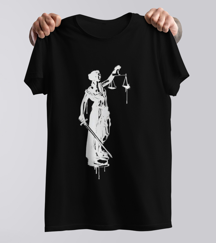Blindfolded Justice Holding Scales And Sword T-Shirt