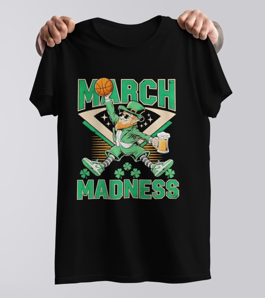 Leprechaun March Madness Basketball St. Patrick's Day Celebration T-Shirt