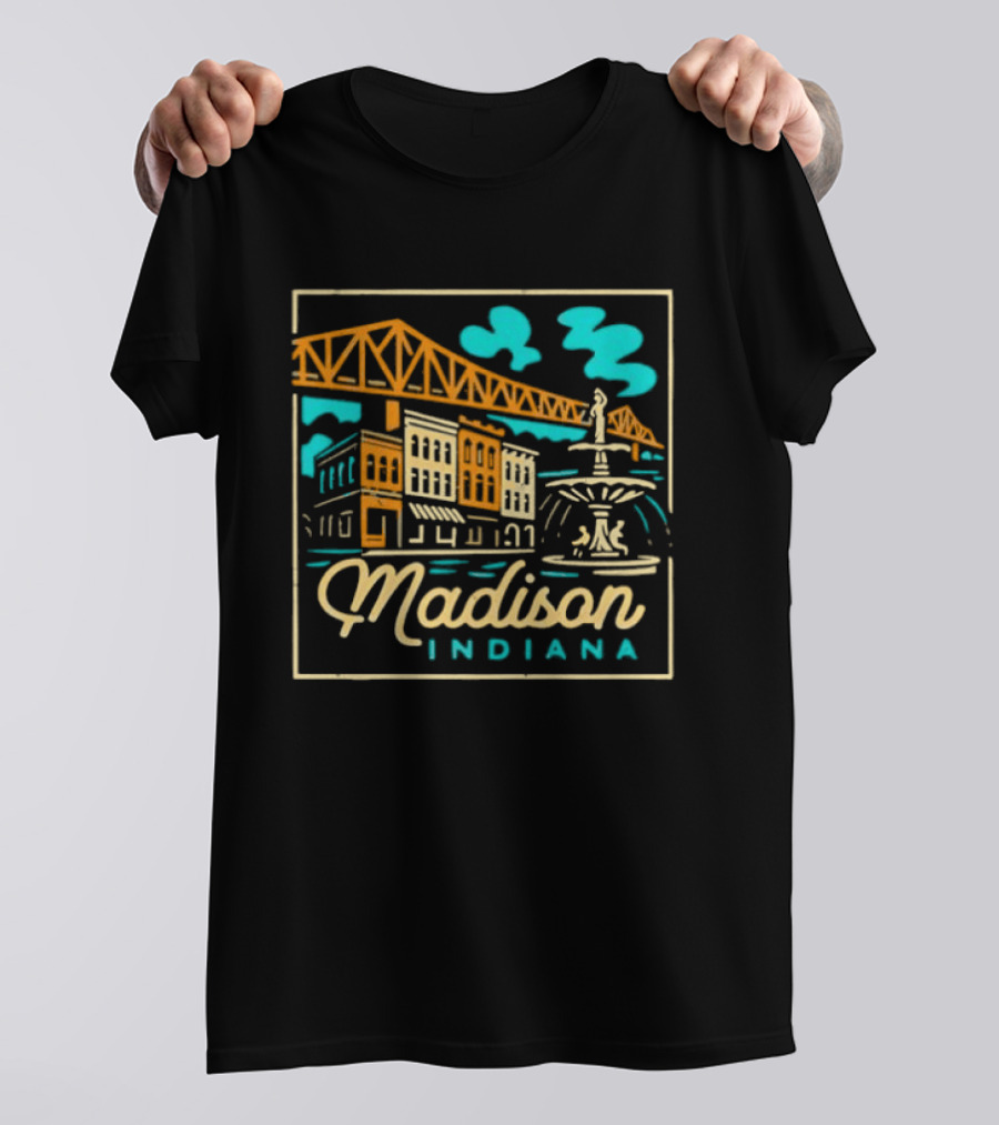 Madison Indiana Broadway Fountain Milton Wright Bridge T-Shirt