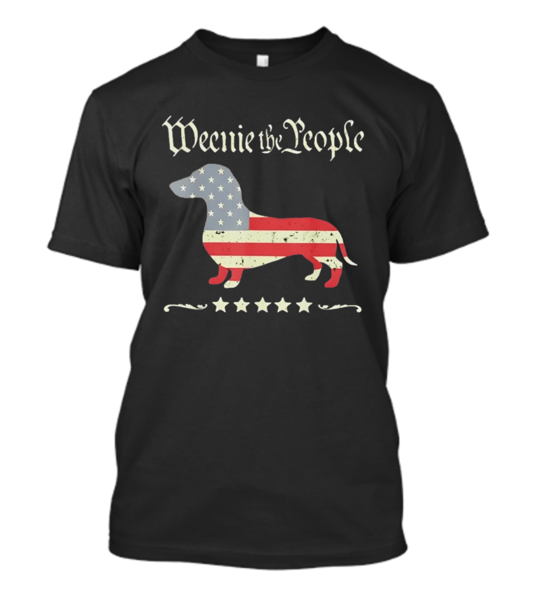 Weenie The People Dachshund American Flag Stars Patriotic Dog T-Shirt