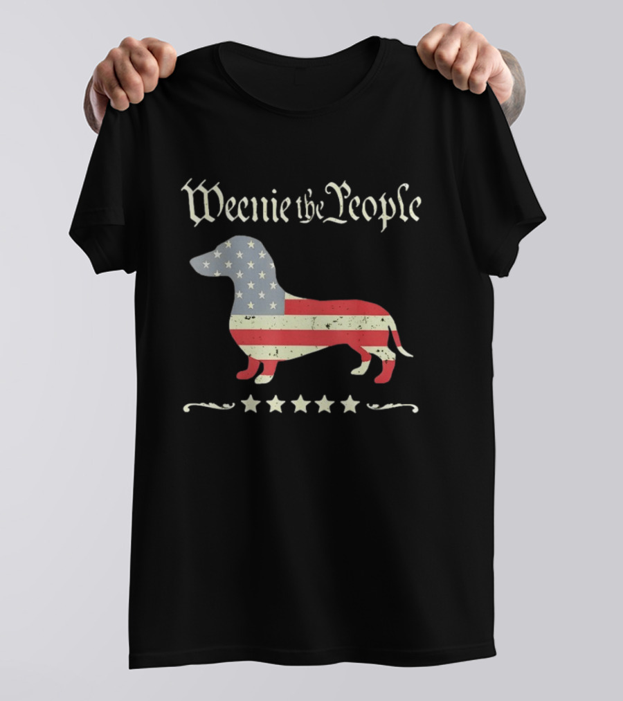 Weenie The People Dachshund American Flag Stars Patriotic Dog T-Shirt