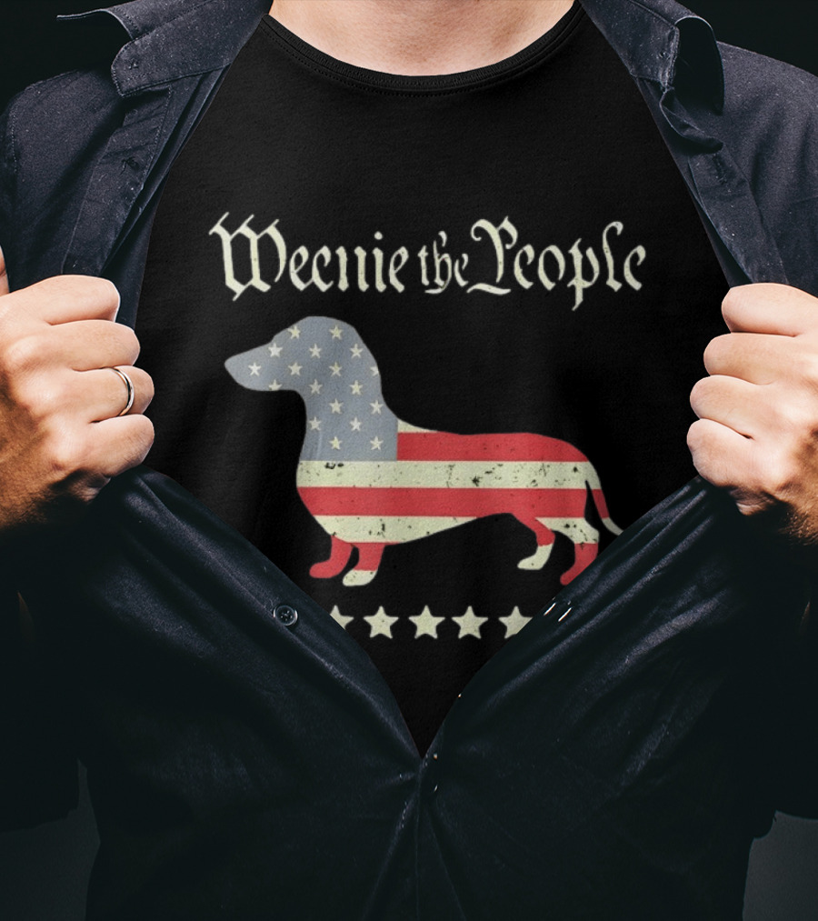 Weenie The People Dachshund American Flag Stars Patriotic Dog T-Shirt