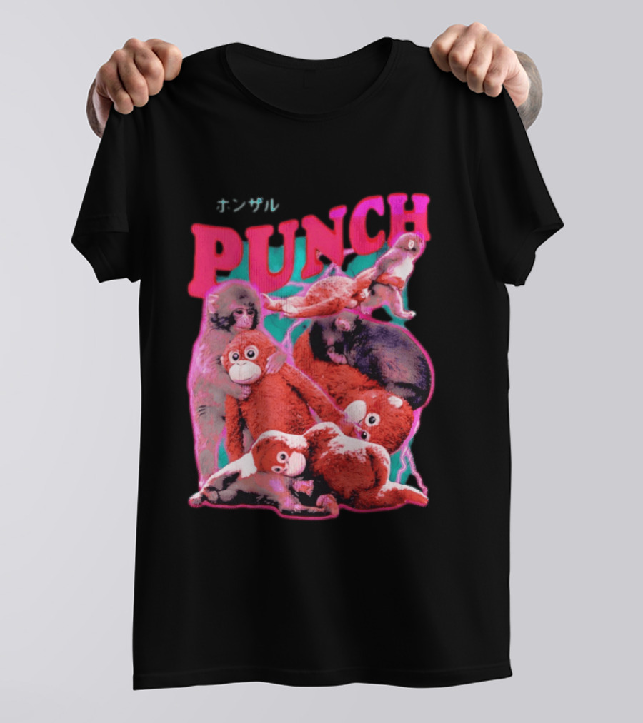 PUNCH Macaque Monkey Plush Collage T-Shirt
