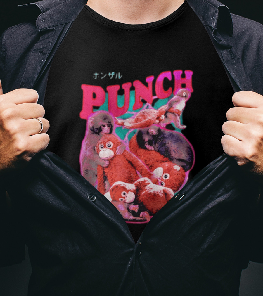 PUNCH Macaque Monkey Plush Collage T-Shirt