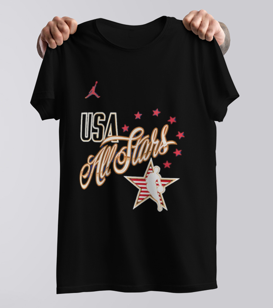 USA All Stars Basketball Red Stars Patriotic T-Shirt