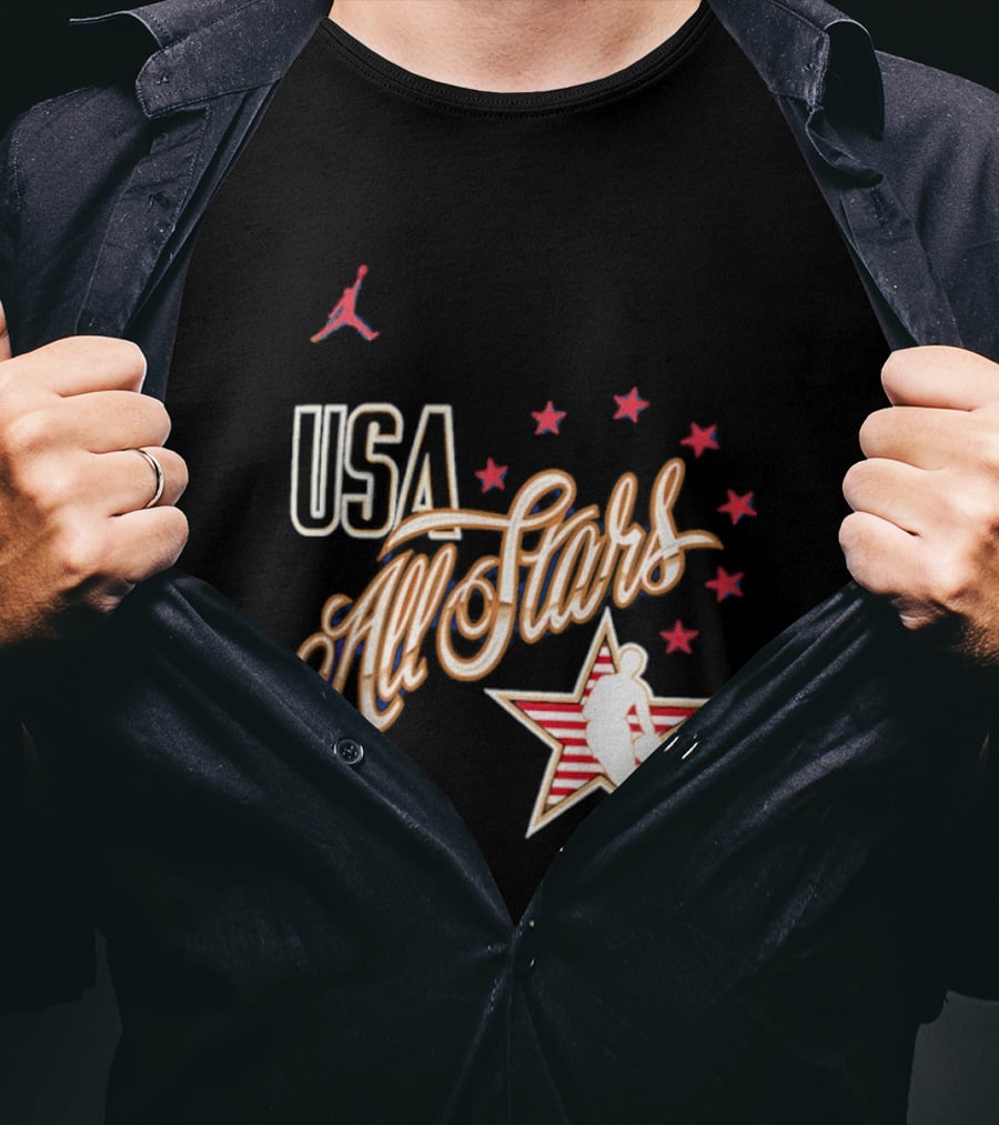 USA All Stars Basketball Red Stars Patriotic T-Shirt