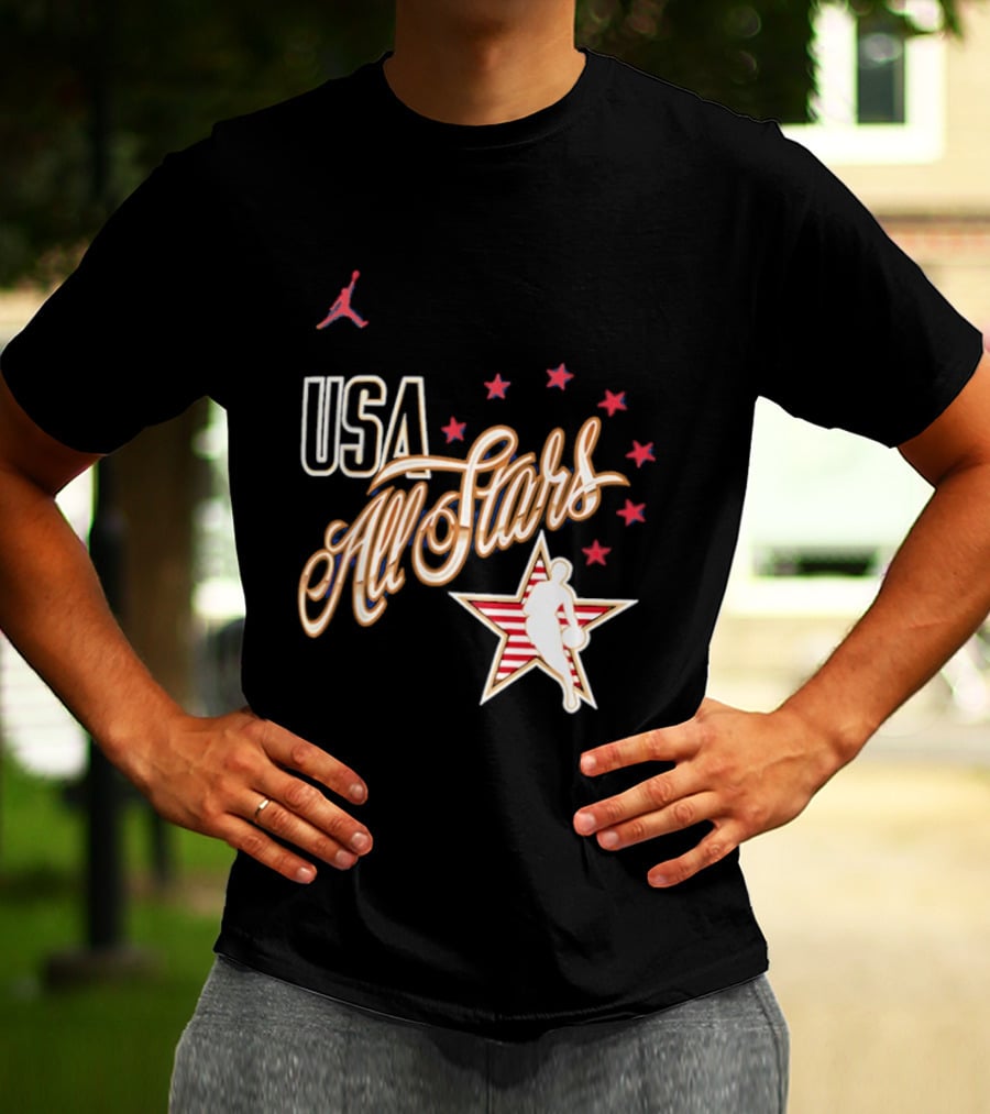 USA All Stars Basketball Red Stars Patriotic T-Shirt
