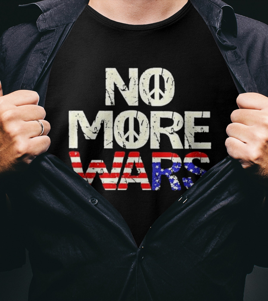 No More Wars American Flag Peace T-Shirt