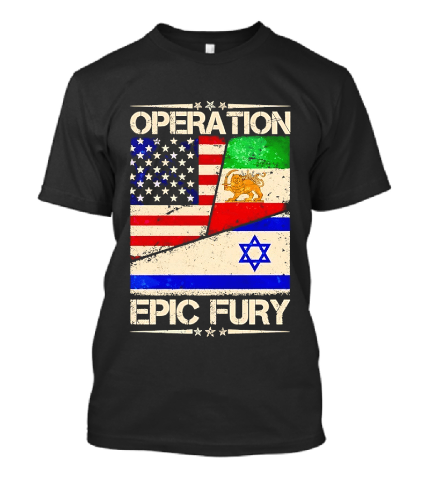 Operation Epic Fury Flags Of America Iran Israel T-Shirt
