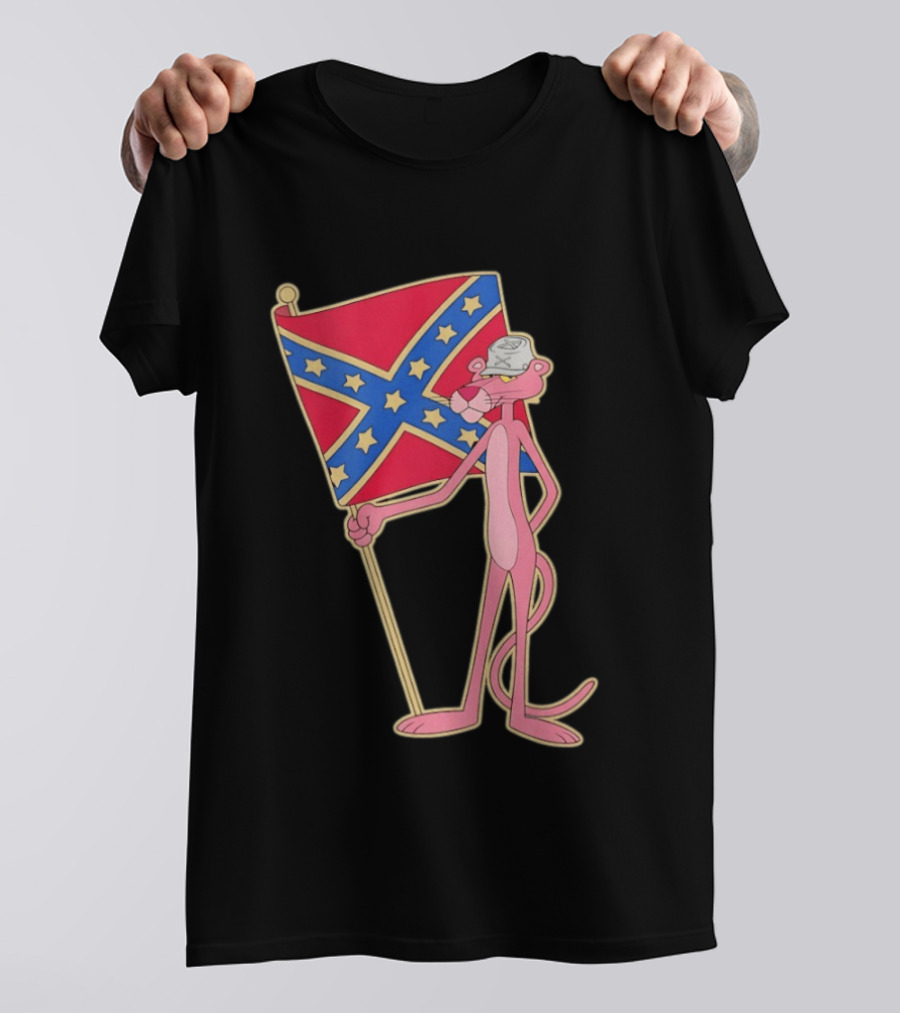 Pink Panther Holding Confederate Flag T-Shirt