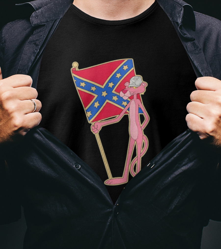 Pink Panther Holding Confederate Flag T-Shirt