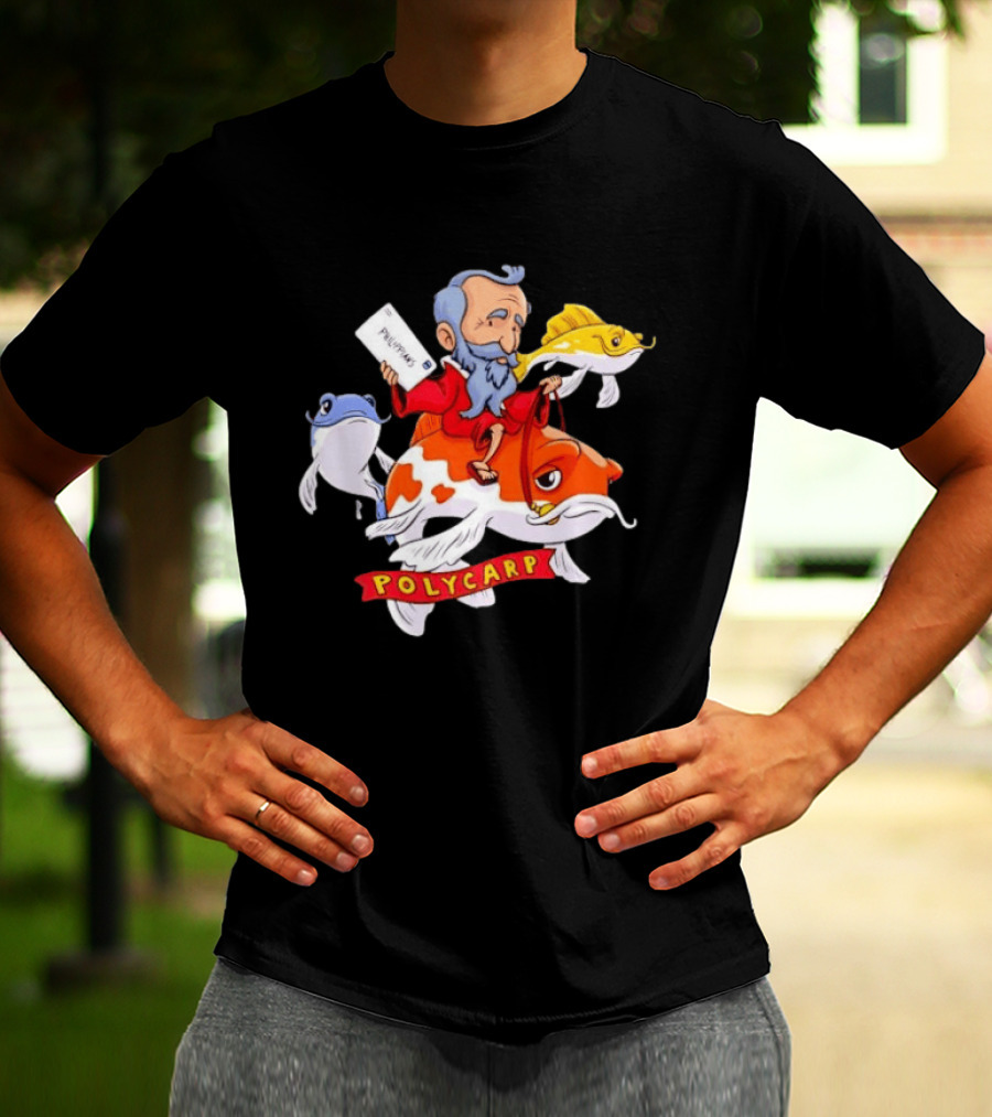 Polycarp Saint Riding Koi Fish Philippians Scroll T-Shirt