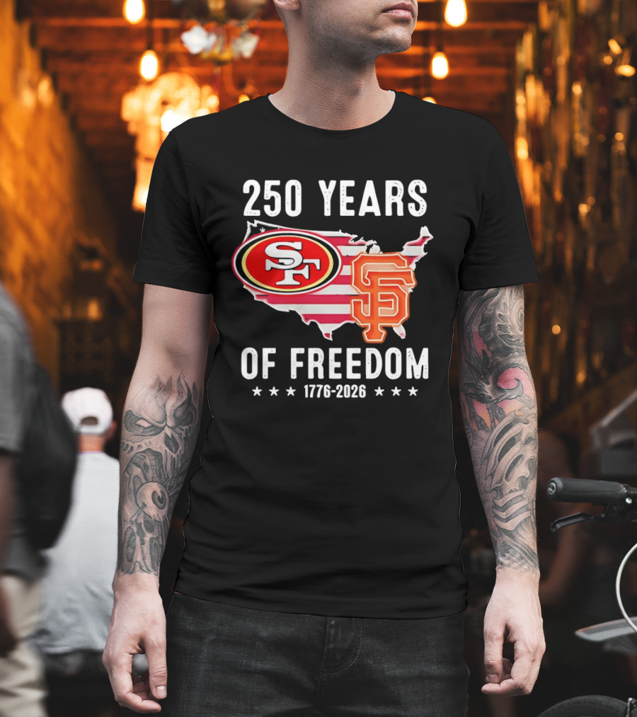 San Francisco 49ers 250 Years Of Freedom 1776 2026 USA Map T-Shirt