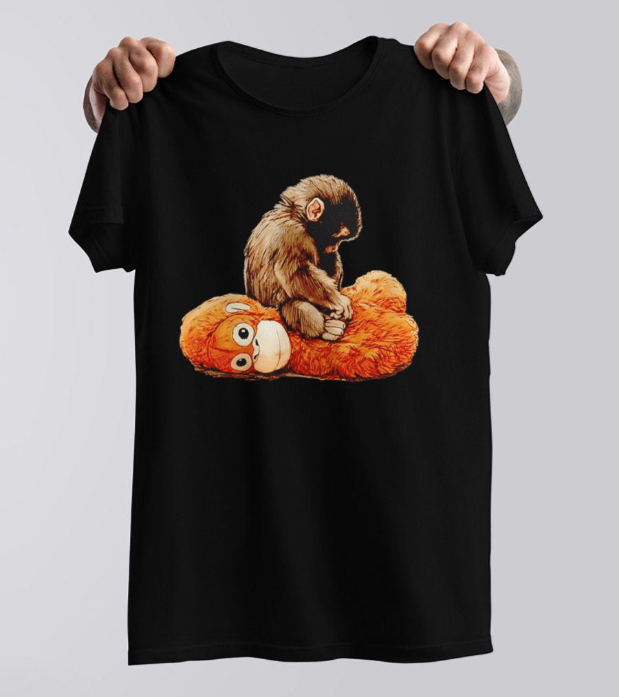 Punch Monkey Sitting On Plush Monkey T-Shirt