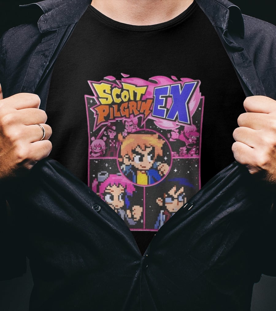Scott Pilgrim EX Pixel Art Character Grid T-Shirt