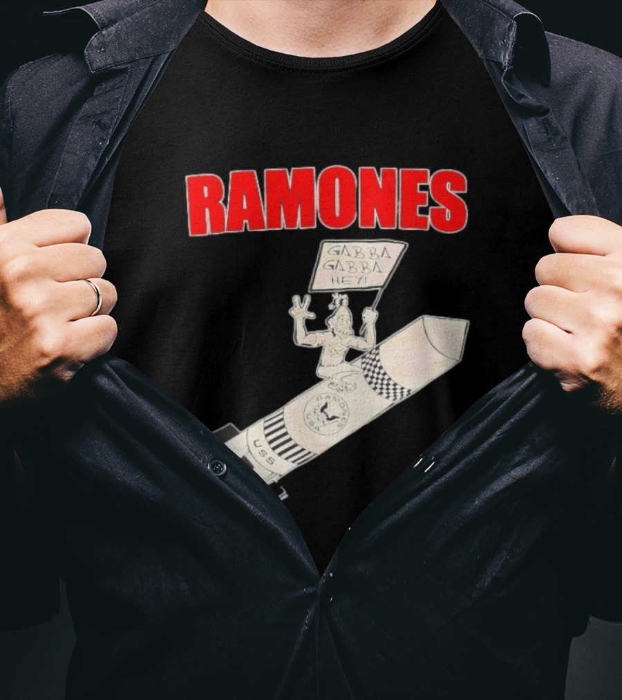 Ramones Gabba Gabba Hey USS Rocket Cartoon T-Shirt