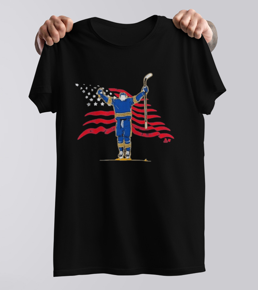 Tage Thompson Stars Stripes Hockey Celebration Pose T-Shirt