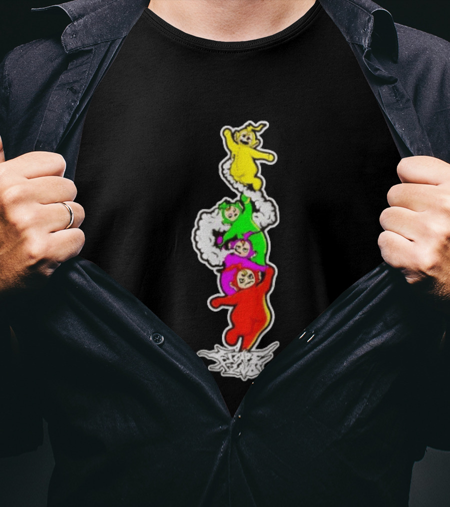 Teletubbies Escape Land Stacked Characters Graffiti T-Shirt