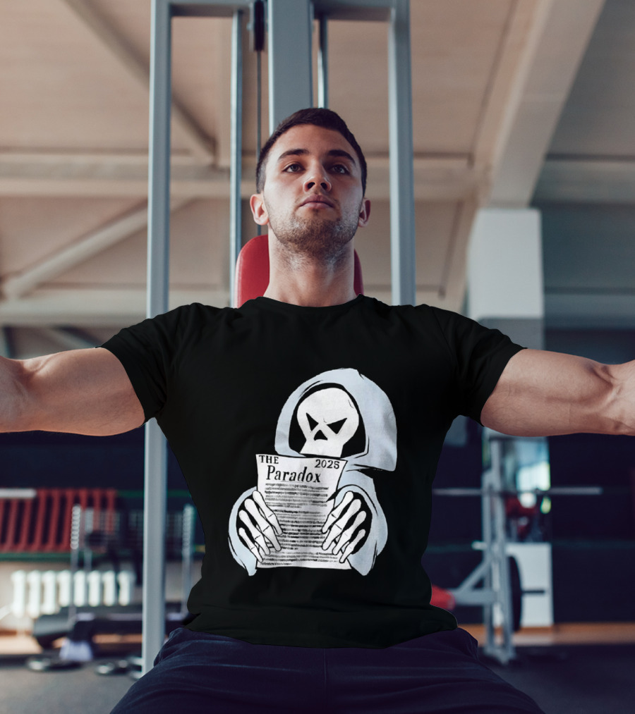 The Paradox Skull Grim Reaper Holding 2023 Newspaper T-Shirt