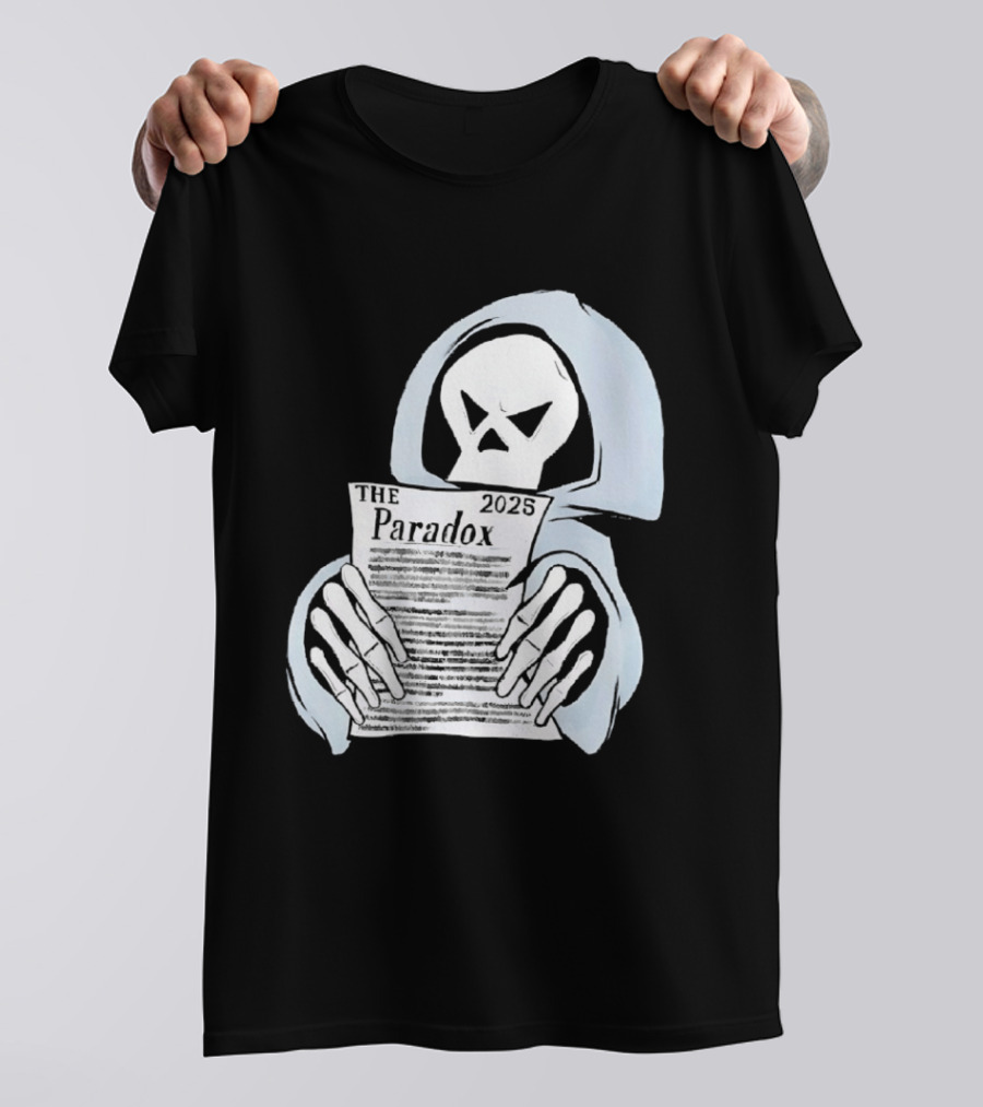 The Paradox Skull Grim Reaper Holding 2023 Newspaper T-Shirt