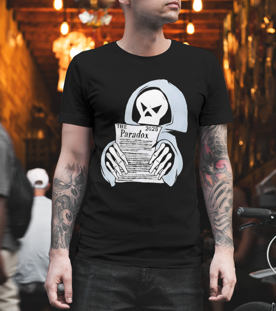 The Paradox Skull Grim Reaper Holding 2023 Newspaper T-Shirt