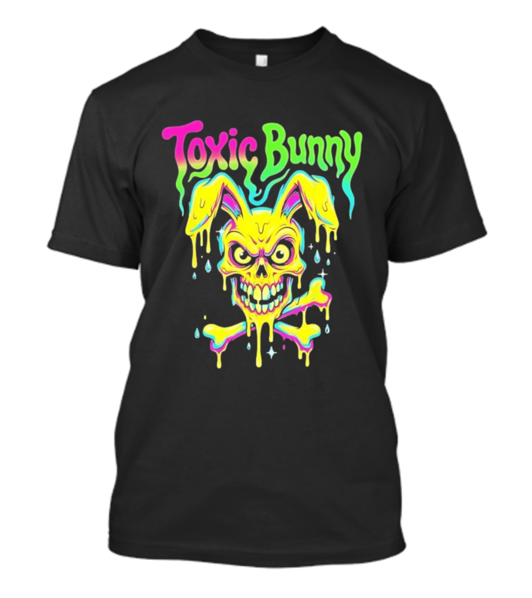 Toxic Bunny Dripping Skull Crossbones Neon T-Shirt