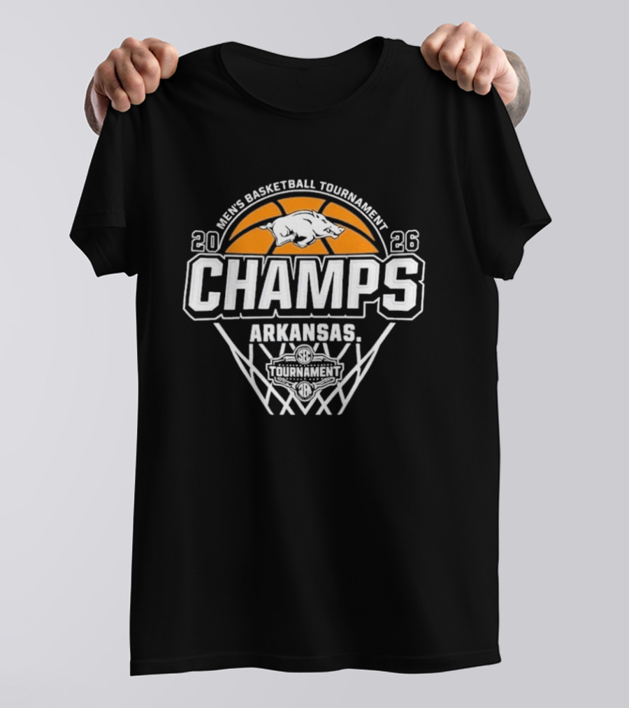Men's Basketball Tournament 2026 Champs Arkansas Razorbacks T-Shirt