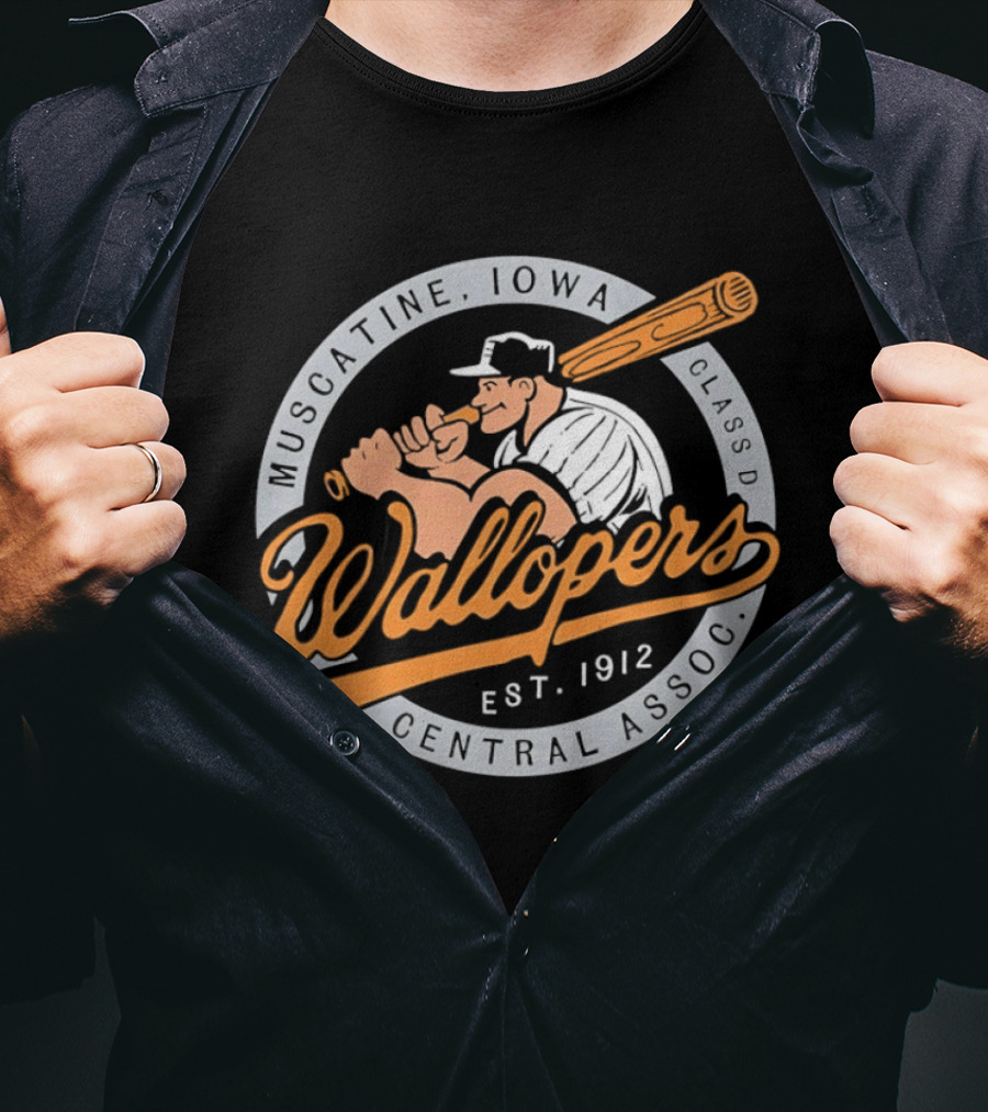 Muscatine Iowa Wallopers Central Assoc Est 1912 Baseball T-Shirt
