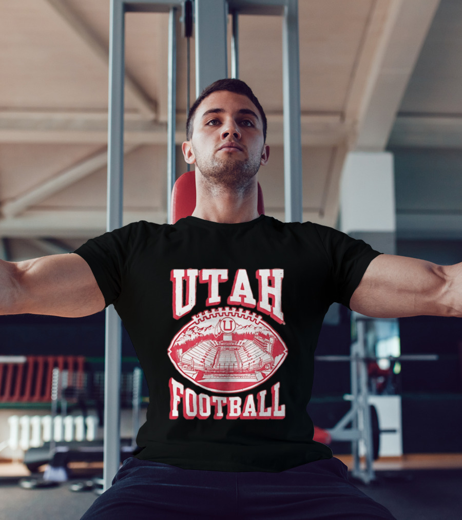 Utah Utes Football Stadium Illustration With Mountain T-Shirt