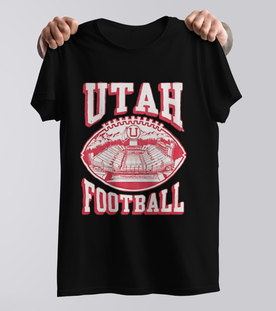 Utah Utes Football Stadium Illustration With Mountain T-Shirt