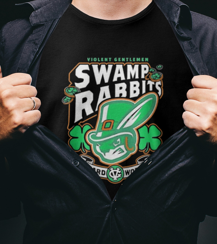 Violent Gentlemen Swamp Rabbits Hard Work Swamp Leprechaun T-Shirt