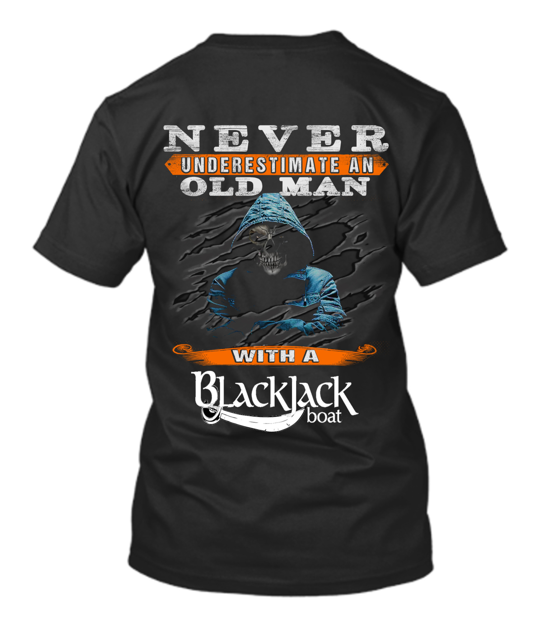 Never Underestimate An Old Man With A Blackjack Boat Skull T-Shirt