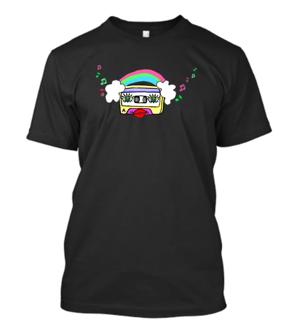 Amo La Musica 186373 Rainbow Cassette Tape With Music Notes And Lips T-Shirt