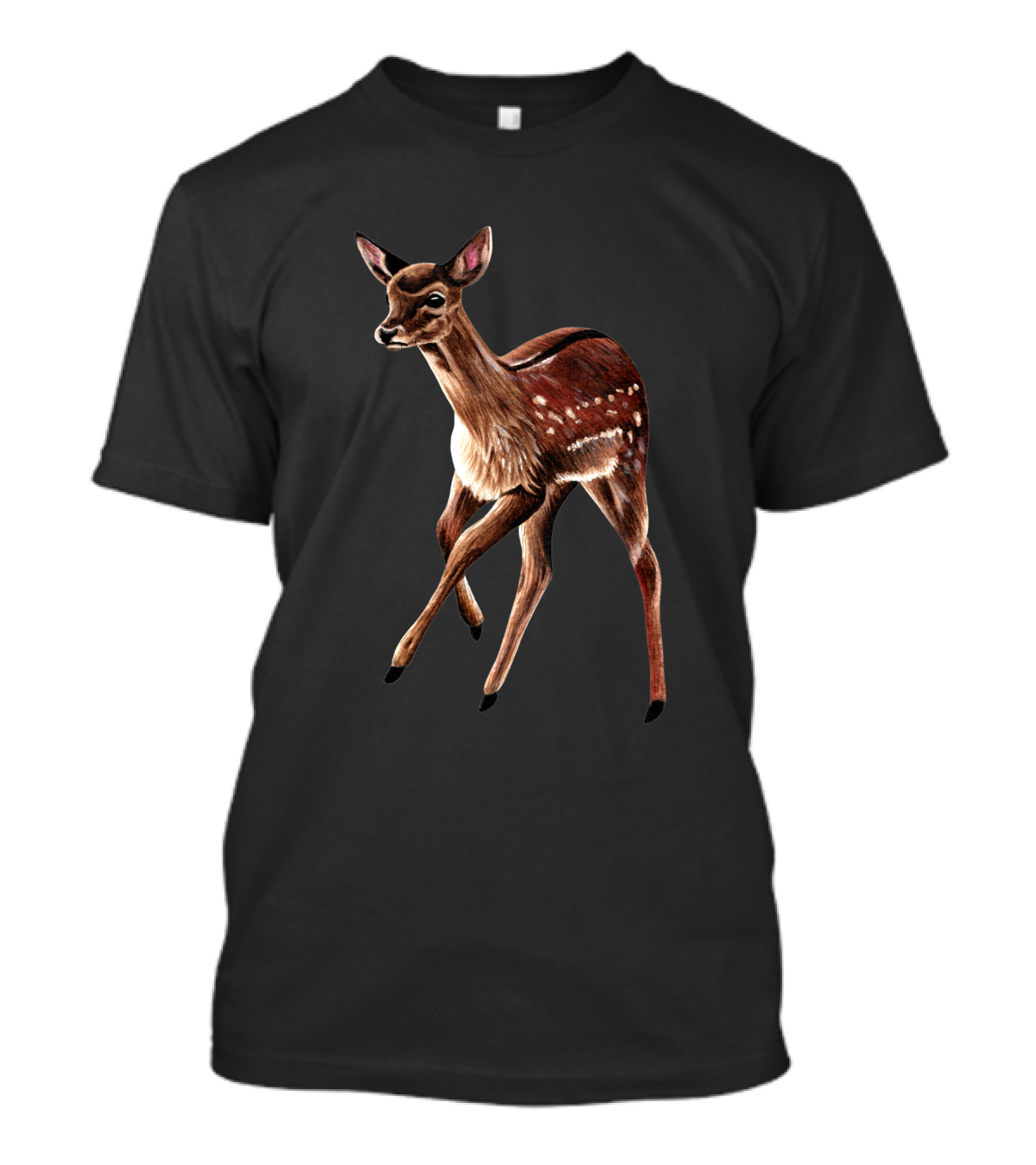 Baby Fallow Deer Fawn Ink And Watercolour Wildlife T-Shirt