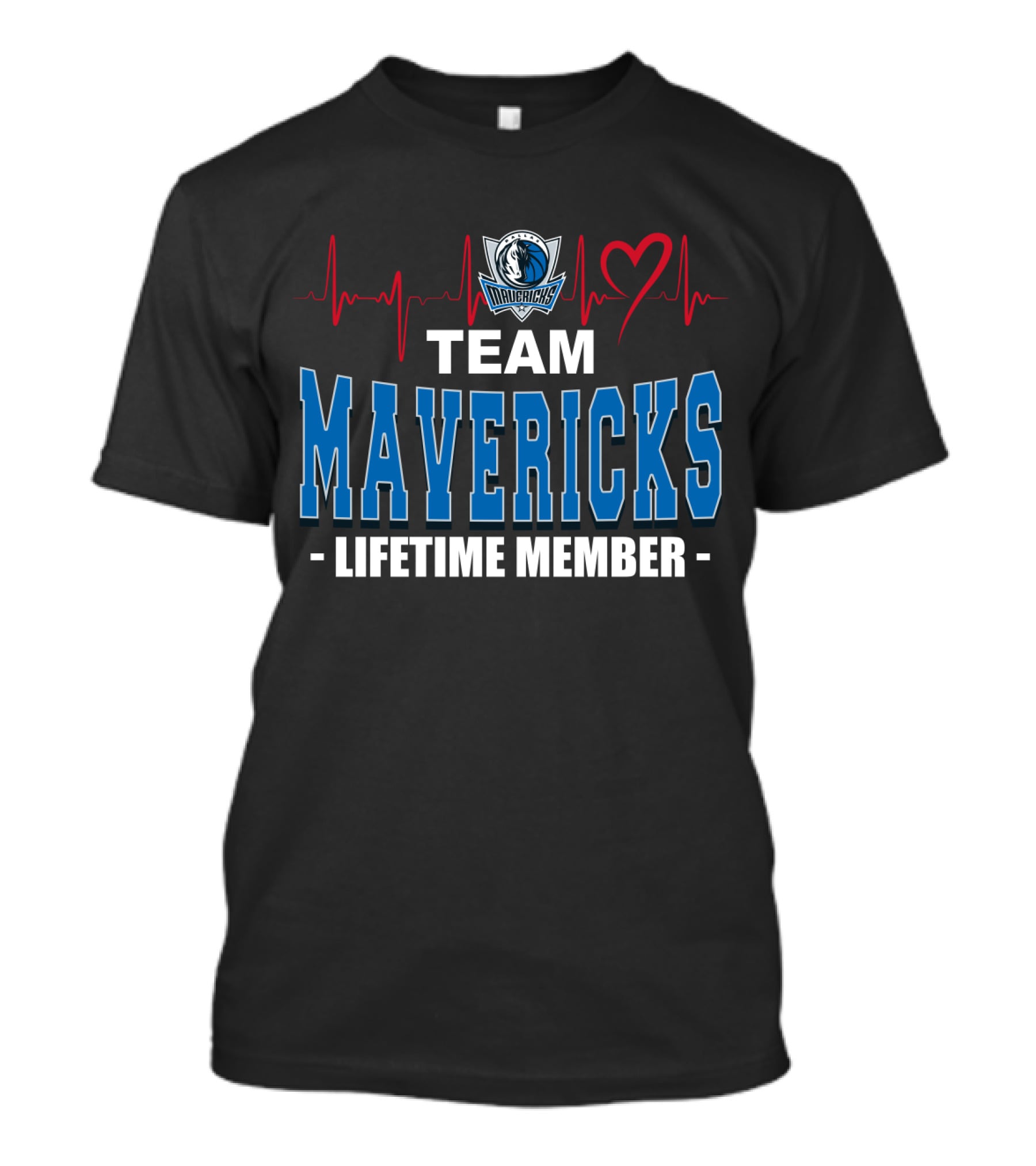 Team Mavericks Lifetime Member Dallas Mavericks Heartbeat T-Shirt